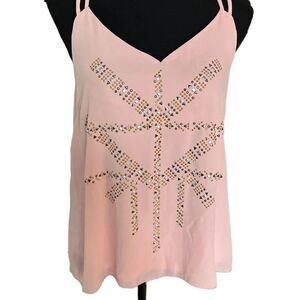 Stoosh blush pink embellished lined tank top with back straps, size S
